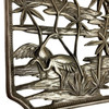 Mid-century Tropical Cranes in Water Scene Metal Wall Scupture by Syroco