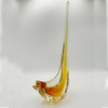 Mid Century Hand Blown Sommerso Murano Yellow Art Glass Bird w/ Tall Feather