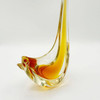 Mid Century Hand Blown Sommerso Murano Yellow Art Glass Bird w/ Tall Feather