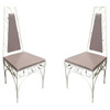 Mid-Century Modernist High Back Chair with Scrolling Pattern, Set of Two