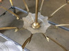 Bronze Modernist Lighting Bolt Chandelier with Holophane Glass Fixtures