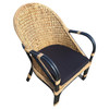 Modern Black Rattan Armchair Dining Chair w/ Wicker Seat, 2 Available