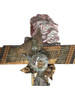 Vintage Flat Wood Cross with Mixed Media Decorations