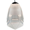 Art Deco Copper Acanthus Leaf Pendant Light w/ Skyscraper Milk Glass Shade