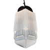 Art Deco Copper Acanthus Leaf Pendant Light w/ Skyscraper Milk Glass Shade