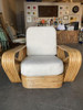 Restored Six-Strand Square Pretzel Rattan Lounge Chair with Ottoman
