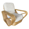 Restored Six-Strand Square Pretzel Rattan Lounge Chair with Ottoman