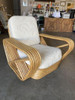 Restored Six-Strand Square Pretzel Rattan Lounge Chair with Ottoman