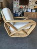 Restored Six-Strand Square Pretzel Rattan Lounge Chair with Ottoman