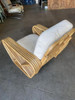 Restored Six-Strand Square Pretzel Rattan Lounge Chair with Ottoman