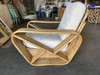 Restored Six-Strand Square Pretzel Rattan Lounge Chair with Ottoman