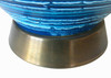 Midcentury Variegated Blue Striped Glaze Ceramic Lamp