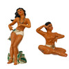 Rare 1956 Hawaiian Hula Girl & Native Male Ceramic Statue Pair by Bette