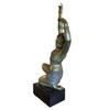 Art Deco Bronze Flapper Girl Statue on Marble by Affortunato Gory