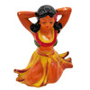 Mid-century Hawaiian Sitting Hula Girl Ceramic Figure Statue Set, Pair