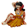 Mid-century Hawaiian Sitting Hula Girl Ceramic Figure Statue Set, Pair