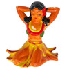 Mid-century Hawaiian Sitting Hula Girl Ceramic Figure Statue Set, Pair
