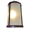 Mid-century Nakashima Style Teak Cylinder Pendant w/ Frosted Shade, 3 Available
