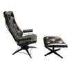 MCM Model 90 "Riviera" Swivel Spinger Iron Lounge Chair w/ Ottoman by Homecrest