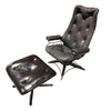 MCM Model 90 "Riviera" Swivel Spinger Iron Lounge Chair w/ Ottoman by Homecrest