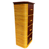 Restored Paul Frankl Style Stacked Rattan & Mahogany Petite Chest of 4 Drawers
