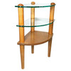 MCM Floating Glass & Walnut 25" Tall Corner Table Attributed to Gilbert Rohde
