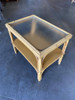 Restored Stick Rattan Two-Tier Coffee Table with Ribbed Glass Top