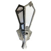 Geometric Art Deco Aluminum Wall Sconce w/ Slat Milk Glass Panels, 4 Available