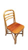 Restored Midcentury Rattan Dining Side Chair with Mahogany Seat, Set of Six