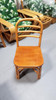 Restored Midcentury Rattan Dining Side Chair with Mahogany Seat, Set of Six