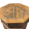 Hand Painted Moroccan Hexagon Wooden Boho Side Table w/ Brass Inlays