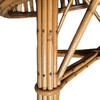 Restored Round Stick Rattan Coffee Table with Mahogany Top