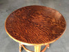 Restored Rattan "Double Circle" Side Table W/ Mahogany Top