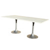 Eero Saarinen Style Double Tulip Base Dining Table W/ White Rectengular Top