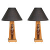 Midcentury Table Lamp with African Carving