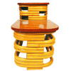 Restored MCM Stacked Rattan Two-Tier Side Table w/ Mahogany Top, 2 Available