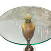 Light Up Chrome Streamline Art Deco Drink Side Glass Top Table w/ Art Glass Base