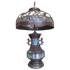 1910 Meiji Period Japanese Cloisonné Lamp with Wrought Iron and Enamel Shade