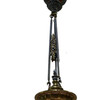 Empire Style Brass Ceiling Pendant w/ Stepped Blue Glass Deco Globe, Set of 4