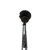 Empire Style Brass Ceiling Pendant w/ Stepped Blue Glass Deco Globe, Set of 4