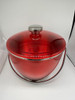 Mid-century Red Acrylic & Stainless Steel Ice Bucket