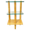 MCM Floating Glass & Walnut 28" Tall Side Table Attributed to Gilbert Rohde