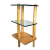 MCM Floating Glass & Walnut 28" Tall Side Table Attributed to Gilbert Rohde