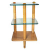 MCM Floating Glass & Walnut 28" Tall Side Table Attributed to Gilbert Rohde