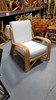 Restored 4-Strand Staple Arm Rattan Lounge Chair by Paul Laszlo