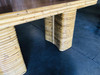Restored Oval Stacked Rattan Dining Table W/ Mahogany Top