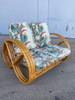 Rare 3-Strand Child Size Round Full Pretzel Rattan Sofa & Lounge Chair Set