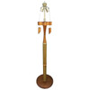 Restored High Style Koa Wood & Rattan Sculptural Floor Lamp w Ricemat Wrap, Pair
