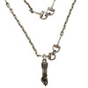 Gucci 17" Silver Interlocking Horse Bit Chain Necklace w/ Figa Fist Charm