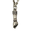 Gucci 17" Silver Interlocking Horse Bit Chain Necklace w/ Figa Fist Charm
